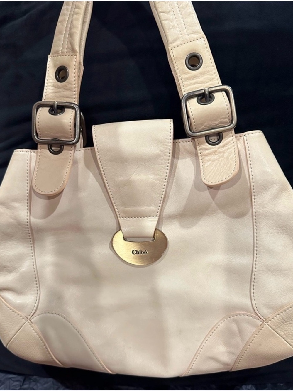 Chloe Cream Leather Tote Bag